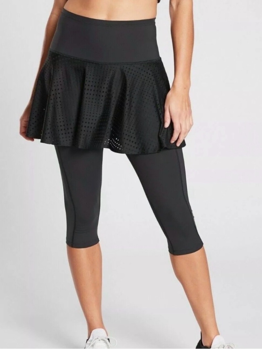 NWT Athleta A Game 2 in 1 Crop Black Skirted Leggings 3X